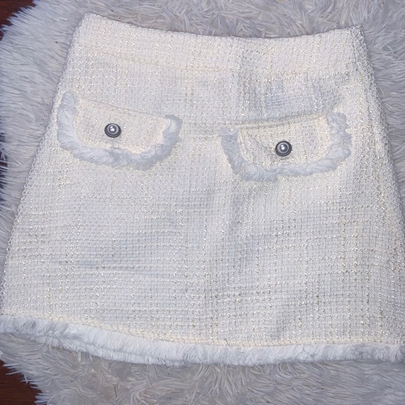 vintage tweed white crop top and skirt
